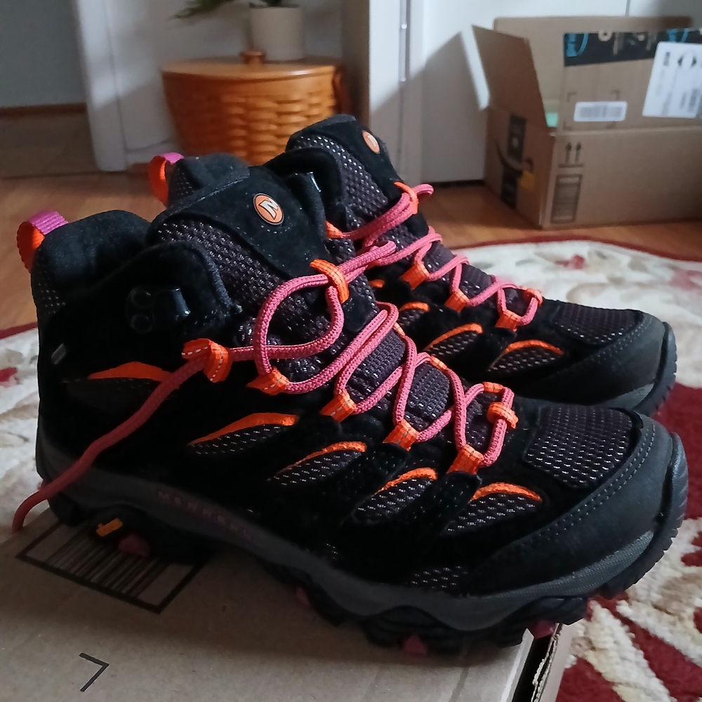 Merrell Black and Orange Hiking Boots